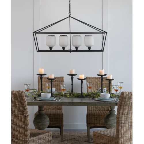 41.7x14.2x23.8" Iron Chandelier, Sleek Industrial Style Hanging Light Fixture for Kitchen Dining Room Foyer Entryway, Bulb Not Included