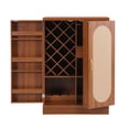 thumbnail image 1 of 41.9" Home Bar Cabinet, Industrial Walnut Rattan Door Fold Out Bar Cabinet with Storage Bar Table, 1 of 10