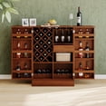 thumbnail image 1 of 41.9" Home Bar Cabinet, Industrial Walnut Rattan Door Fold Out Bar Cabinet with Storage Bar Table, 1 of 6