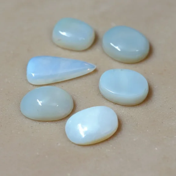 41.95 Carats Of Fair & Good Quality Natural Australian Opal Ring Size, 6 Pcs Lot - 14 to 22 mm