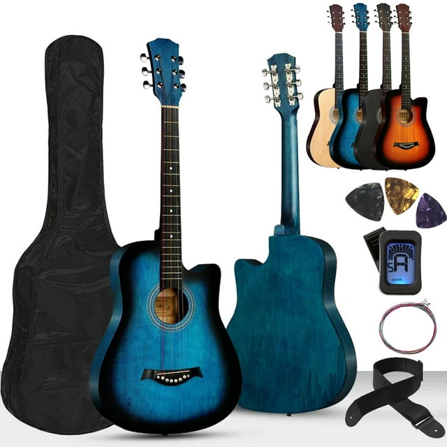 41" AllWood Acoustic Guitar Starter Level Kit with Gig Bag, ETuner, Picks, Strap and Extra Set