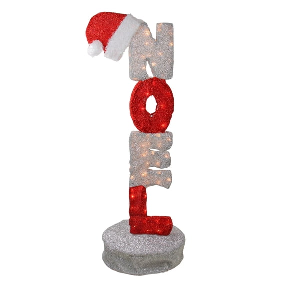 41" Animated Red and Silver Lighted Noel Sign Christmas Outdoor Decoration