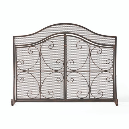41" Black Contemporary Scrollwork Accent Fireplace Screen