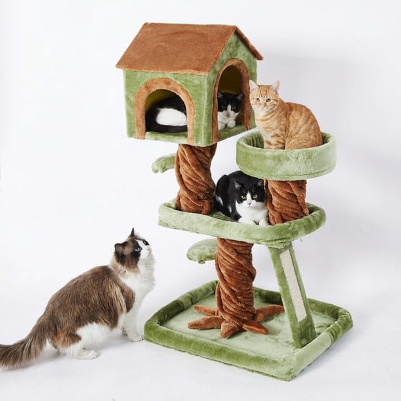 41" Cat Tree, Cat Tower with Sisal Scratching Posts, Condos, Plush Perches Platform, Multi-Level Indoor Activity Center, Sturdy and No Shaking, Easy to Assemble and Clean for Kittens & Adult Cats