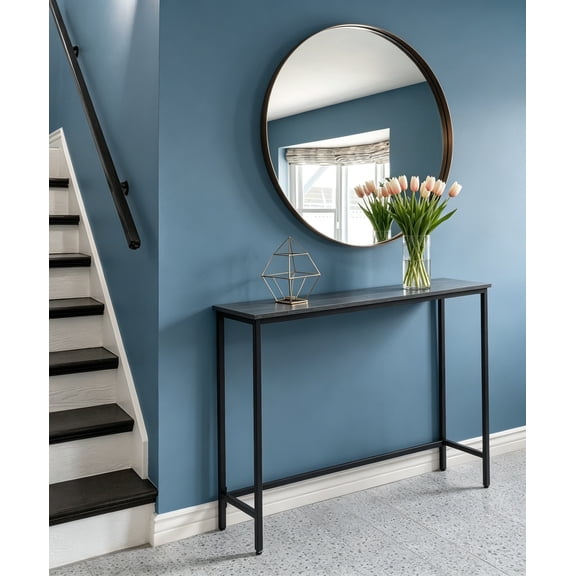 41 Classic Console Table for Entryway, Modern Sofa Table for Living Room, Industrial Console Table, Snack Entrance Table for Hallway, Accent Behind Couch Plant Table, Grey Oak