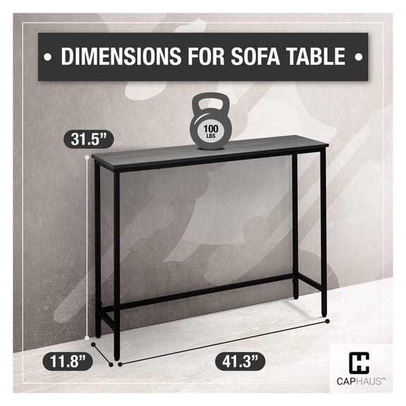 41 Classic Console Table for Entryway, Modern Sofa Tableau for Living Room, Industrial Console , Snack Entrance Table for Hallway, Accent Behind Couch Plant Table, Grey Oak