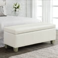 thumbnail image 1 of 41'' Faux Leather Storage Ottoman Bench, Rectangle Upholstered End of Bed Storage Bench, Stitch Tufted Bedroom Bench with Storage, Entryway Large Storage Ottoman with Wooden Legs, White, 1 of 9