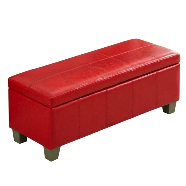 41'' Faux Leather Storage Ottoman Bench, Rectangle Upholstered End of ...