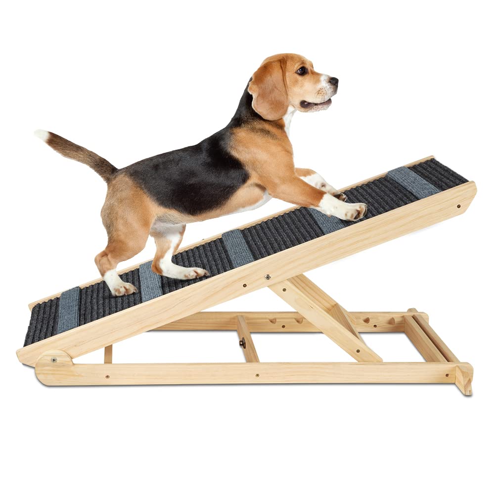 41" Foldable Pet Dog Ramp for Small Medium Dogs, Wooden Couch Ramp for
