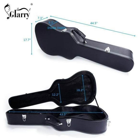 41" Folk Guitar Hardshell Carry Case Fits Most Acoustic Guitars Microgroove Flat