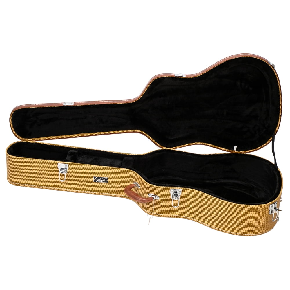 41" Folk Guitar Hardshell Case, Durable Acoustic Guitar Carrying Case with Plush Interior & Lockable Latches Yellow