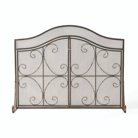 41" Gold Contemporary Scrollwork Accent Fireplace Screen