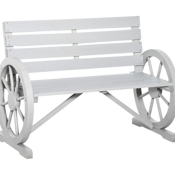 41" Gray Bench with Slatted Design / Provides Comfortable Seating for Garden and Porch