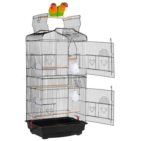 41''H Open Top Metal Bird Flight Breeding Travel Cage With Side Breeding Nest Doors