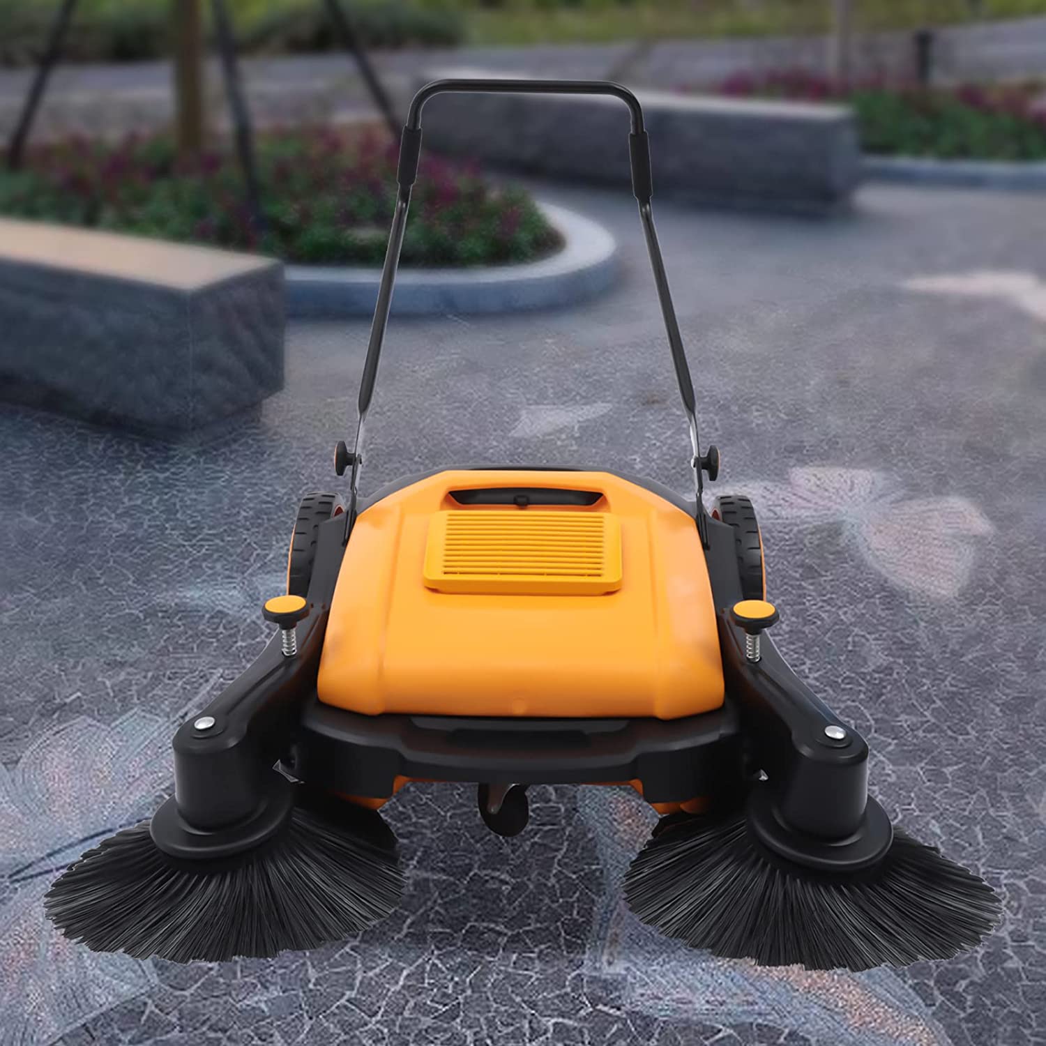 41" Hand Push Floor Sweeper Walk-Behind Outdoor W/ 55L Dust Container ...