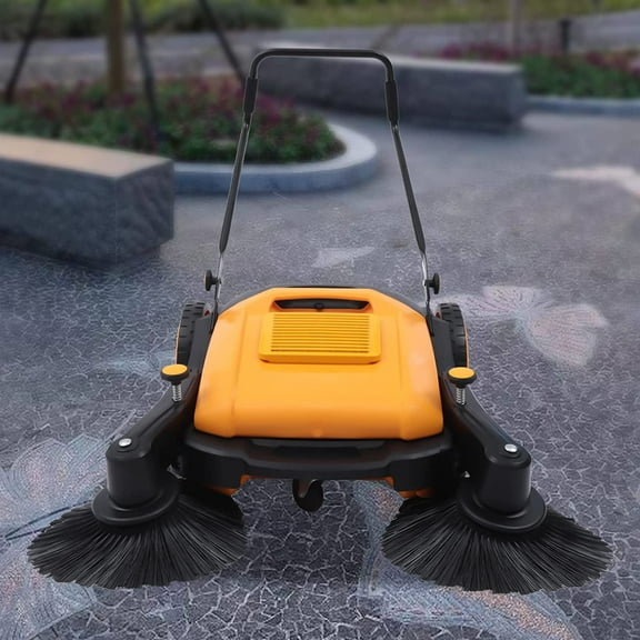 41" Hand Push Floor Sweeper Walk-Behind Outdoor W/ 55L Dust Container Capacity