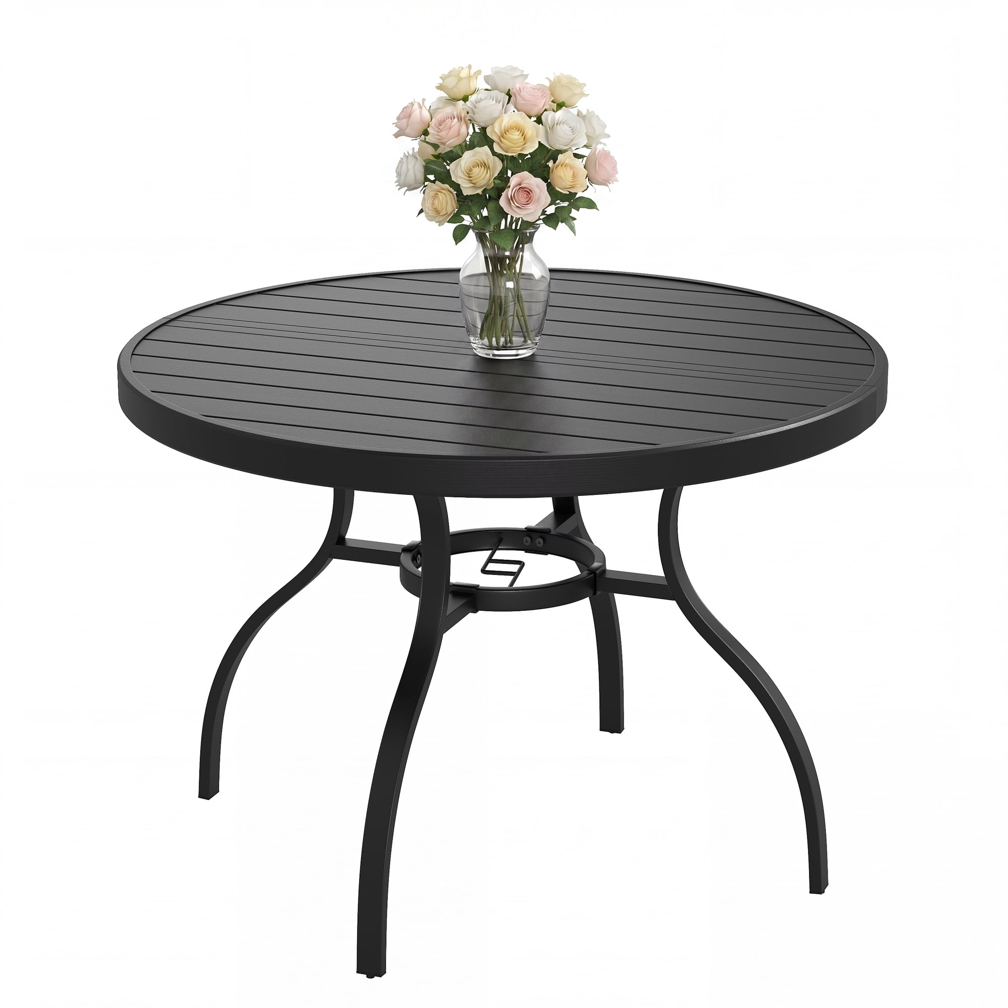 41 Inch 1 Piece Outdoor Indoor Dining Round Table Black