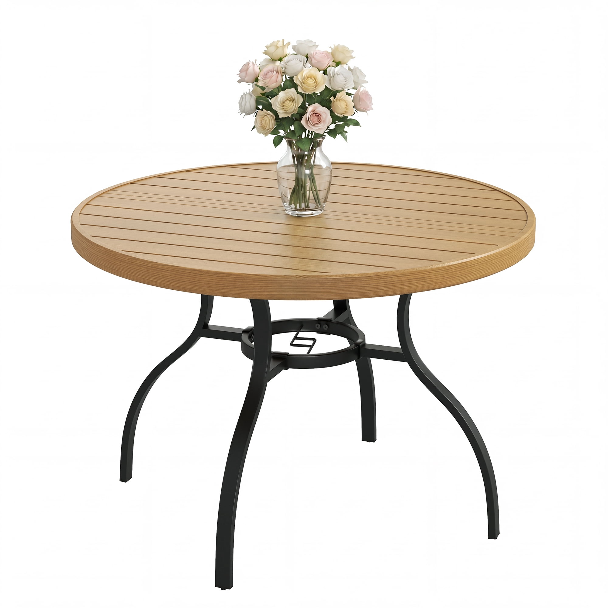 41 Inch 1 Piece Outdoor Indoor Dining Round Table Natural