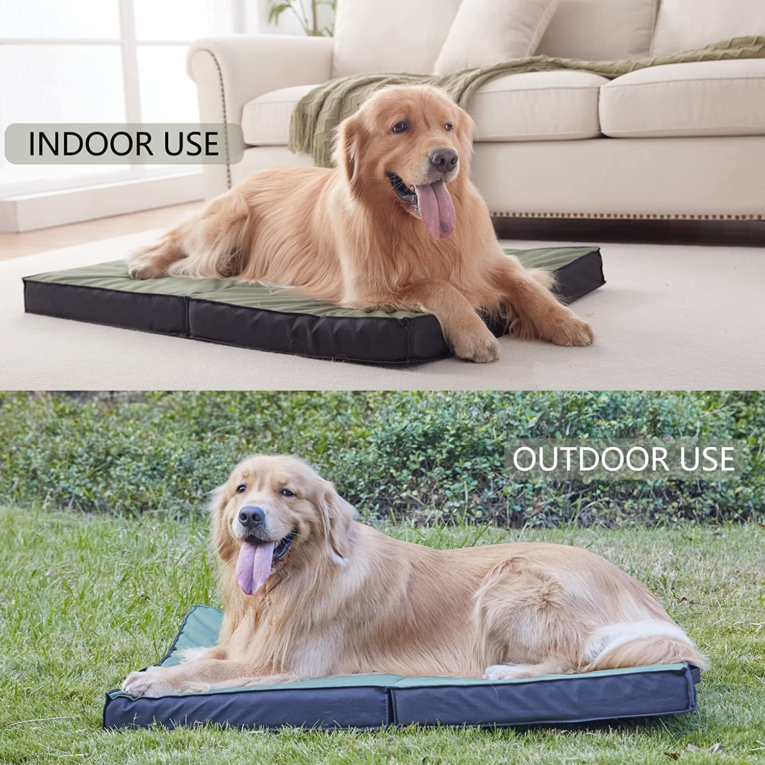 41 Inch All-Weather Orthopedic Dog Bed, Foldable Portable Waterproof Pet Bed with Washable Cover, Indoor Outdoor Sleeping Mat for Large Dogs
