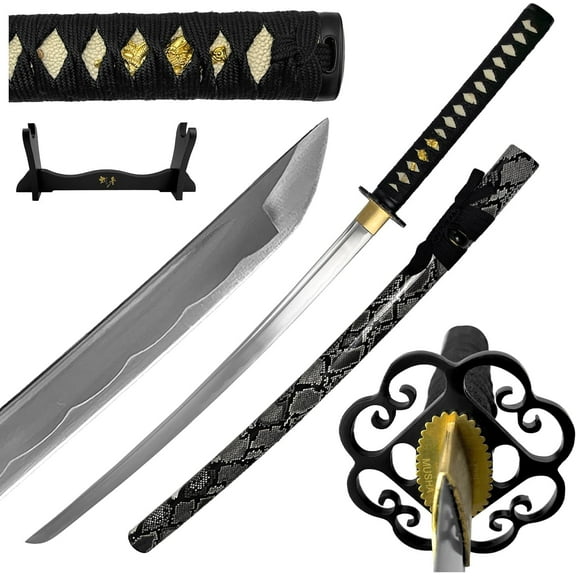 41-Inch Hand-Forged Japanese-Style Training Tool with Snake Motif