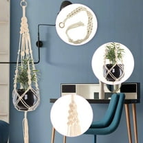 41 Inch Macrame Plant Hanger | Boho Indoor Outdoor Hanging Basket for Pots | Handwoven Cotton Rope Home Decor(White，A)