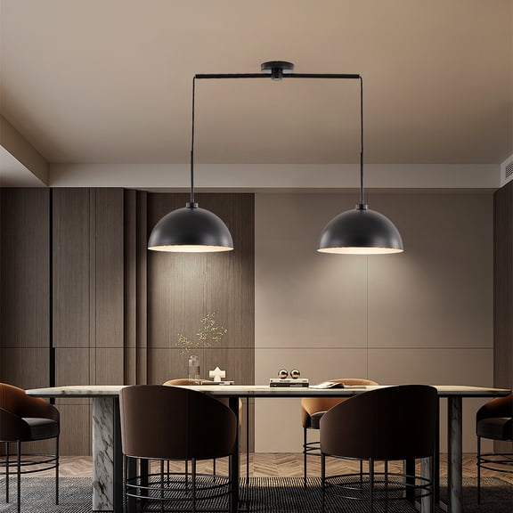 41" Industrial Modern Black Double Pendant Light  Adjustable Matte Hanging Lamp for Dining Room, Kitchen, Living Room  Durable Ceiling Fixture