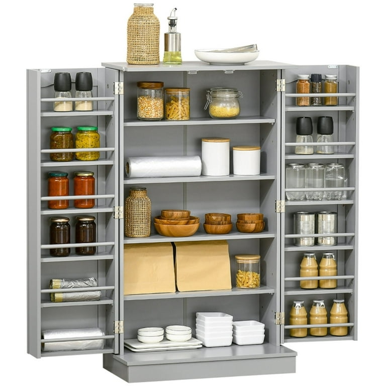 Kitchen Pantry Storage Cabinet Cupboard with Doors and 6 Adjustable Shelves