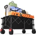 thumbnail image 1 of 41" L Collapsible Large Wagon Cart Foldable, 460LB Weight Capacity 220L Heavy Duty Folding Beach Wagons with Big -Terrain Wheels, Utility Carts for Camping, Garden, Shopping, , Black, 1 of 6