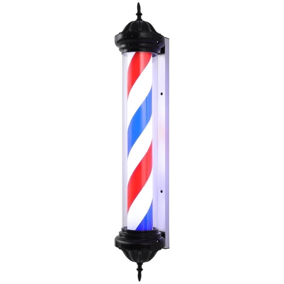 41'' LED Barber Pole Light, Hair Salon Barber Shop Open Sign Hanging Light Glowing Light Rotating Red White Blue Strips Rotating Salon Sign Classic Style (41 inch)