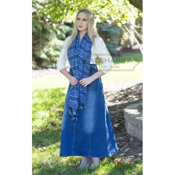 41" LONG DENIM SKIRT - WOMENS DENIM SKIRTS - MODEST JEANS (Waist Size = 34")