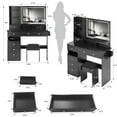 thumbnail image 1 of 41" Large Size Left Drawer Desktop Vanity Table+Cushioned Stool Dresser Set,2 Ac+2 Usb Power Station,Hair Dryer Stand,Extra Large Touch Control Led Mirror,3-Color Switch,Epa,Gcc,Ul Certificate,Black, 1 of 20