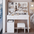 thumbnail image 1 of 41" Large Size Left Drawer Desktop Vanity Table+Cushioned Stool, Extra Large Touch Control LED Mirror,, 1 of 9