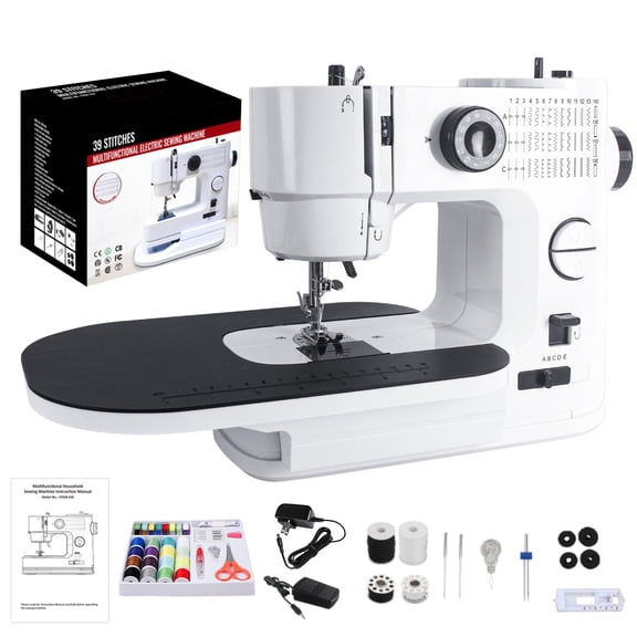 41 Needle Electric Sewing Machine Mini Household Double Line Sewing Machine US 110V, 6-layer Thickness Portable Design, Portable Beginner 638 Mini Electric Sewing Machine