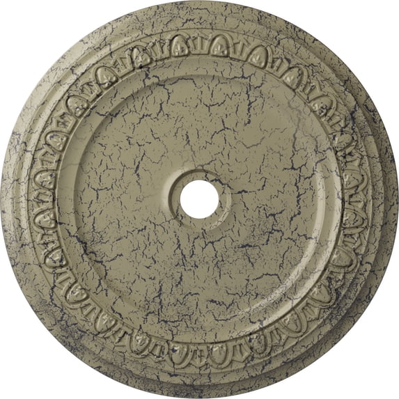 41"OD x 4"ID x 2 3/8"P Caputo Ceiling Medallion (Fits Canopies up to 5 1/2"), Hand-Painted Castle Stone Crackle