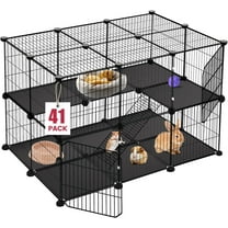 41 Panels Pet Playpen Small Animal Playpen With 2 Doors CC Cage For Guinea Pigs Rabbit Bunny Chicken Hedgehogs Puppy Play Pen Indoor Outdoor TwoStory Metal Chicken Play Pen