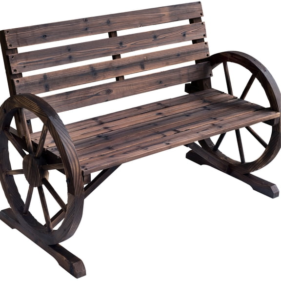 41" Patio Bench with Backrest | Rustic Decor for Garden and Porch | Carbonized Fir Wood | Supports 550 lbs