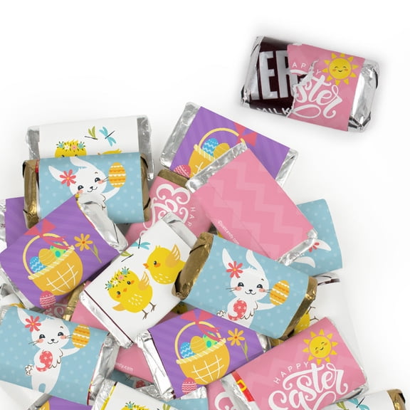 34 Pcs Easter Wrapped Chocolate Miniatures Party Favors - Bunny, Eggs & Chicks
