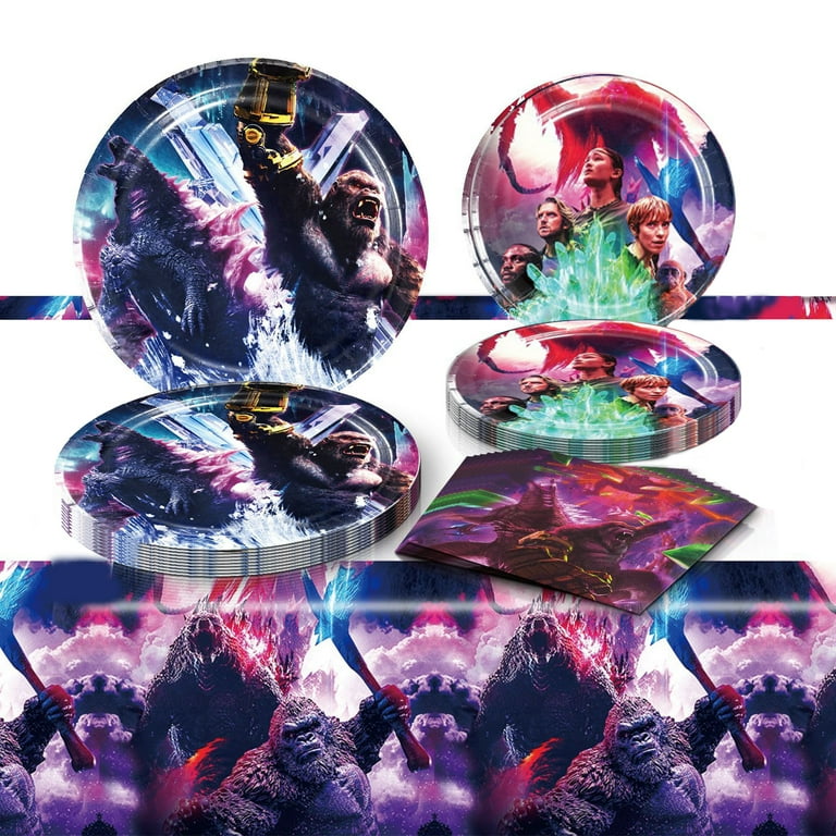 41 Pcs Godzilla Birthday Party Supplies Monster Godzilla Party Tableware Set Includes Plates Napkins and Tablecloth Perfect for Kids Birthday Party