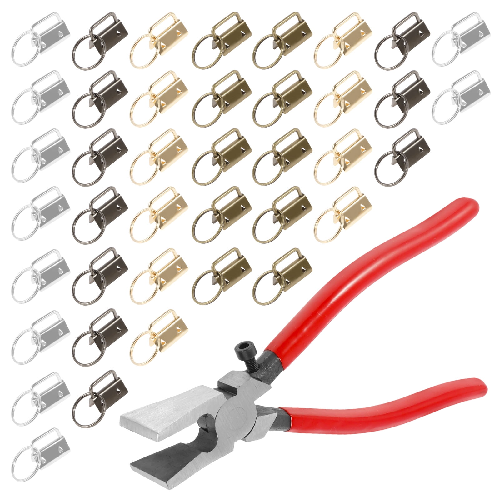 41 Pcs Key Fob Hardware Set 40 Pcs Key Fob Hardware with 1 Pc Key Fob Pliers Metal Key Fob Hardware 4 Colors Keychain Hardware Multifunctional Key Fob Hardware Kit for Bags