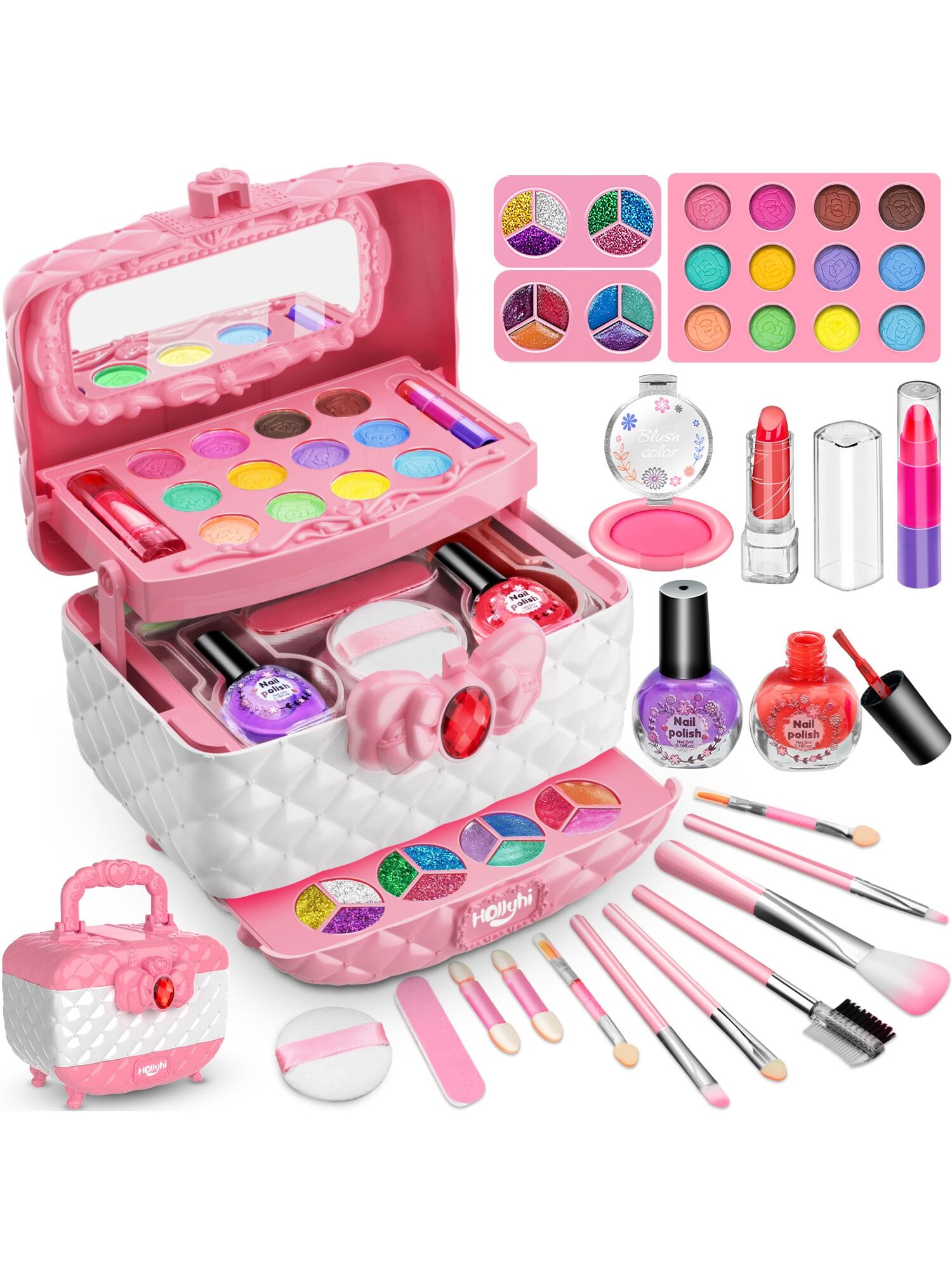 41 Pcs Kids Makeup Kit For Girls, Washable Makeup Set Toy With Real ...