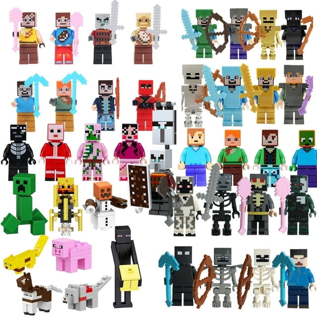41 Pcs Minecraft Action Figures Set, 1.77 inch Minifigures Collectible Building Blocks Toys for Kids Birthday Gifts