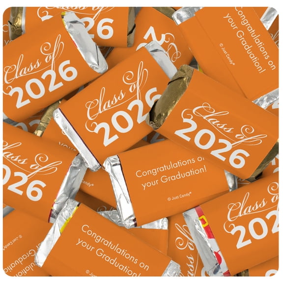 34 Pcs Orange Graduation Candy Favors Class Of 2026 Wrapped Miniatures (10oz Bag)