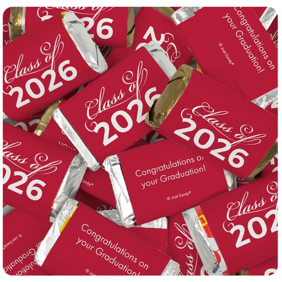 34 Pcs Red Graduation Candy Favors Class Of 2026 Wrapped Miniatures (10oz Bag)