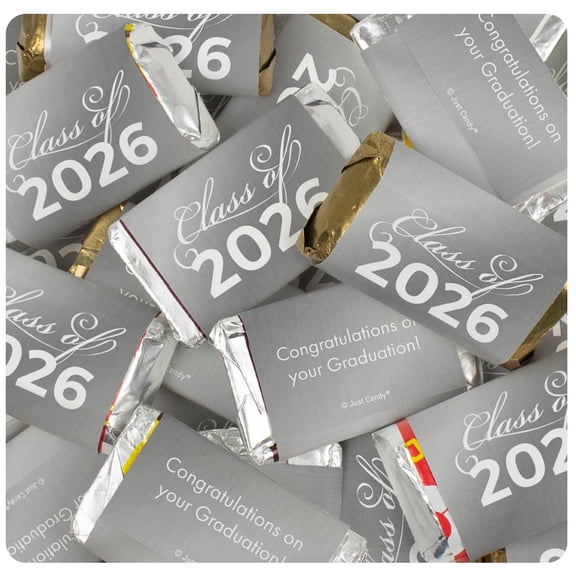 34 Pcs Silver Graduation Candy Favors Class Of 2026 Wrapped Miniatures (10oz Bag)