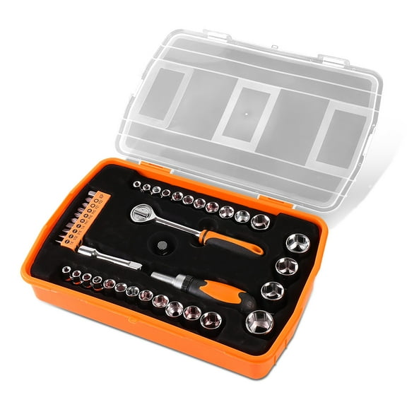 41 Pcs Small Bolt Hand Tool Repair Kit Screwdriver Bits & Bit Driver & Sockets & Adapter Orange