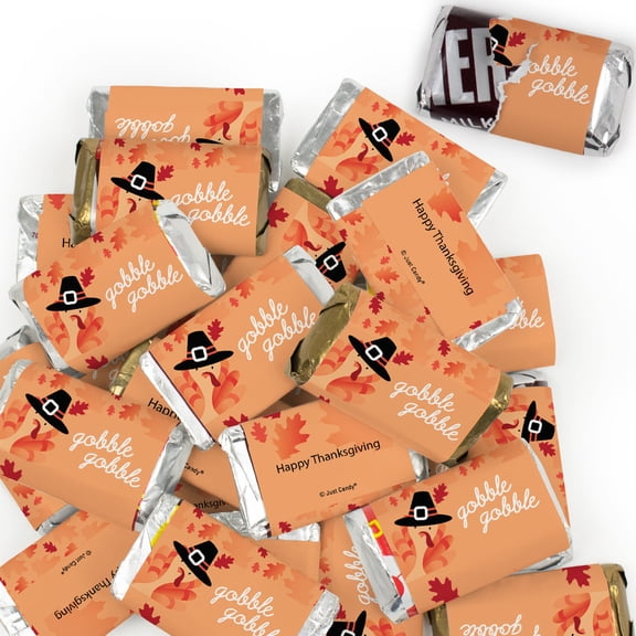 34 Pcs Thanksgiving Candy Party Favors Hershey's Miniatures Chocolate By Just Candy - Turkey