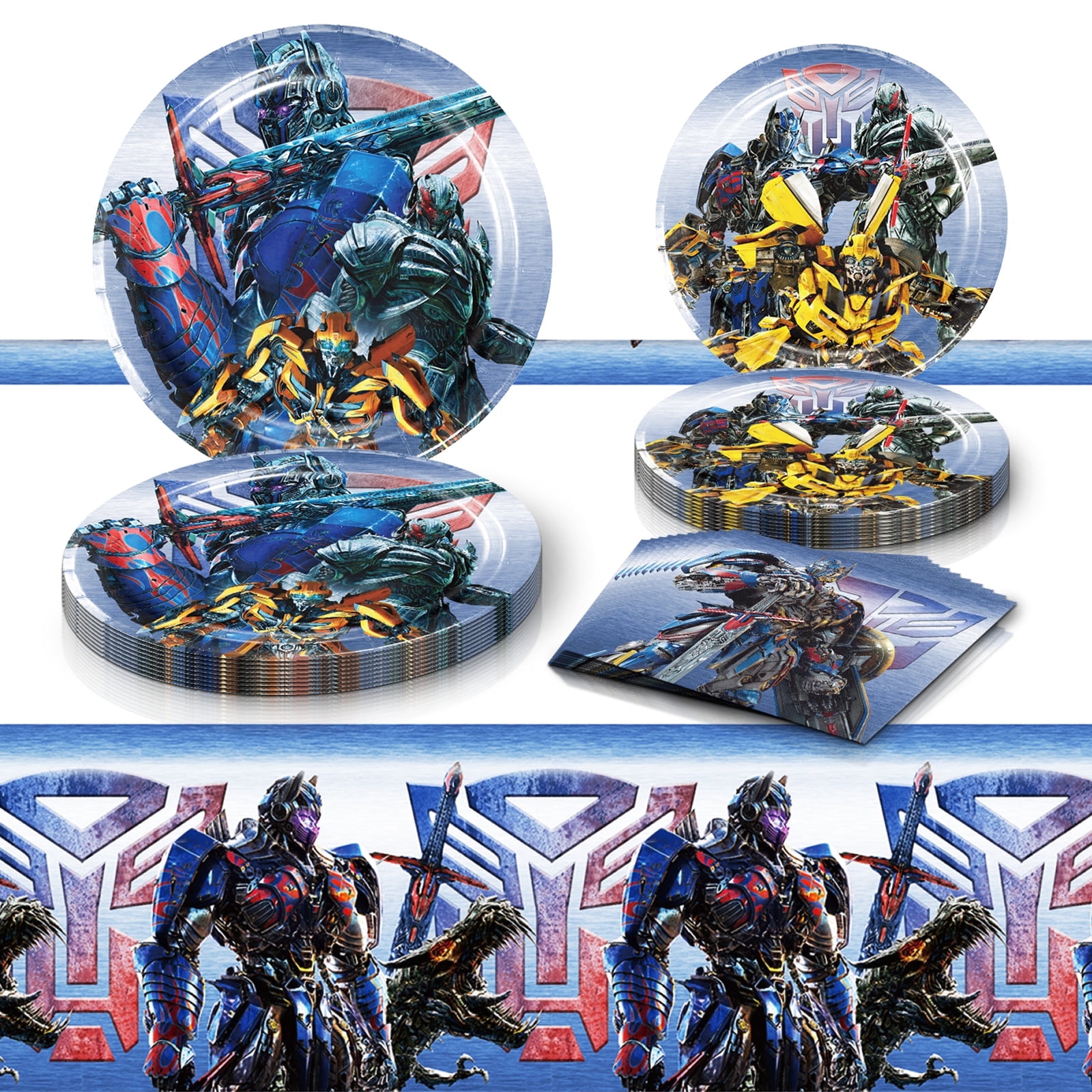 41 Pcs Transformers Birthday Decorations, Transformers Tableware Birthday Party Supplies Set Includes Plates, Napkins and Tablecloth, Perfect for Kids Birthday Party