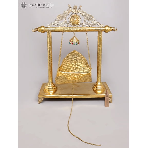 41" Peacock Design Brass Swing for God and Goddess
