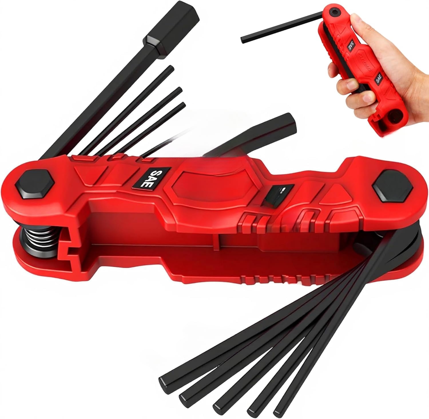 41-Piece Hex Key Allen Wrench Set, L Shape Hex and Torx Key Wrenches with Torque Handle | SAE(0.028"-3/8") | Metric(0.7mm-10mm) | Torx(T9-T50) in 3-Layer Storage Case, Heat Treated Cr-V Steel