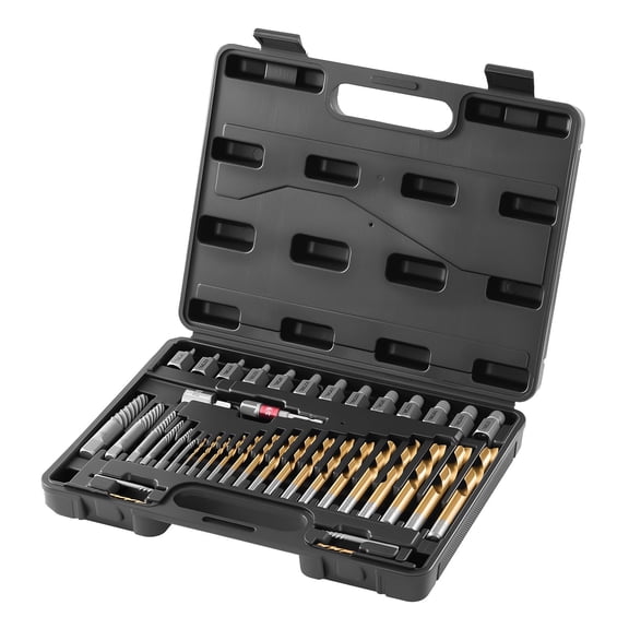 41 Piece Screw Extractor Set with Drill Bits, Easy Out Bolt Extractor, Cr-Mo Steel, Case for Broken or Stripped Bolts